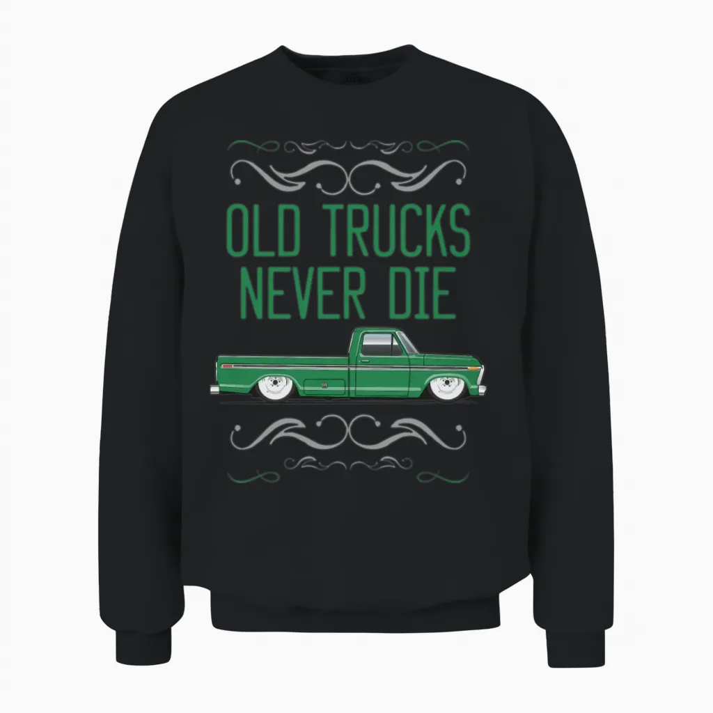 Keep on Truckin Seapine Green Unisex Sweatshirt in Black