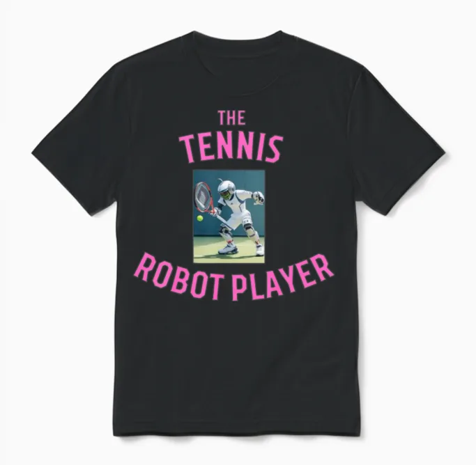 Tennis Robot Player Unisex T-Shirt in Black