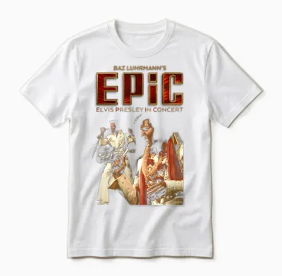 Elvis Presley Epic Guitar Unisex T-Shirt - White