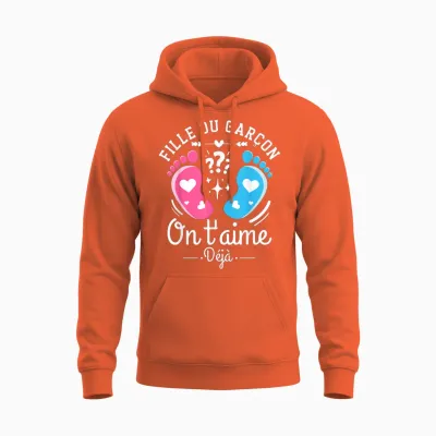 Announcement Gender Reveal Party Original Gift Unisex Hoodie - Orange