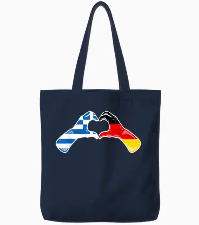 Griechenland Deutschland Flagge - Griechisches Deutsches Herz Tote Bags - Navy