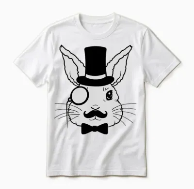 Sir Bunny Monocle Top Unisex T-Shirt - White