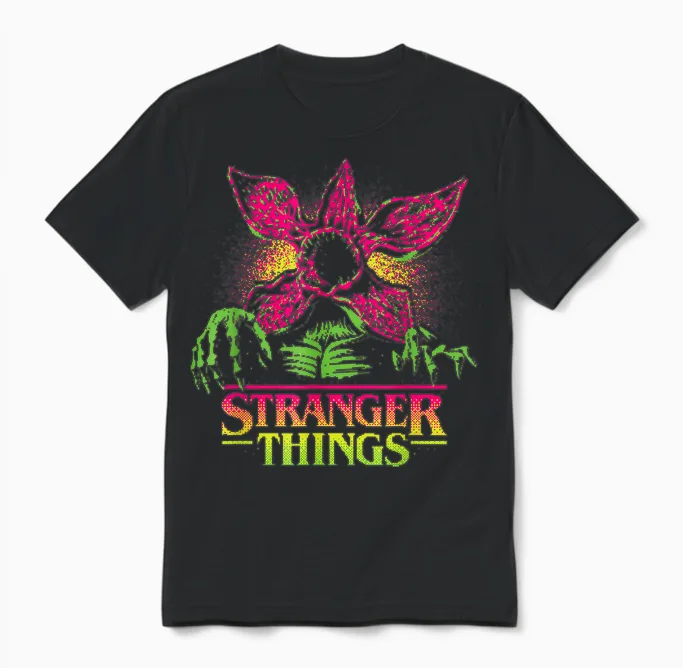 Stranger Things Neon Demogorgon Unisex T-Shirt in Black