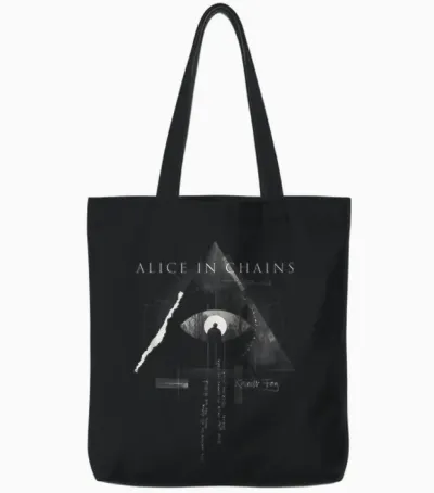 Alice in Chains - Rainier Fog T-Shirt, Black, S Tote Bags - Black