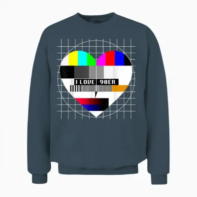 90er Party Testbild Herzform Liebe I Love 90er Jahre Kostüm Unisex Sweatshirt - Dark Heather