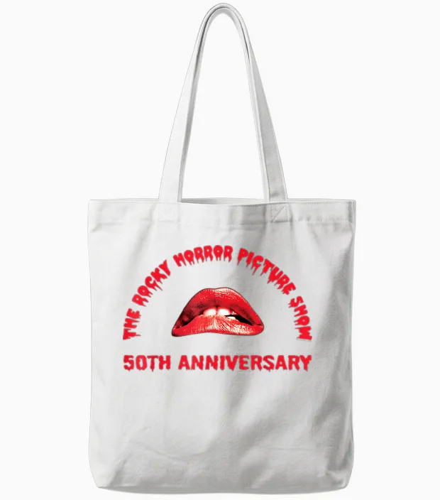 The Rocky Horror Picture Show 50th Anniversary Lips Logo Tote Bags in White