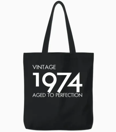 Vintage 1974 Aged to Perfection 51st Birthday Gift Tote Bags - Black