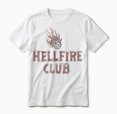Stranger Things Hellfire Wanted Officially Licensed Unisex T-Shirt - White