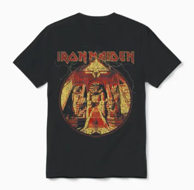 Iron Maiden Lightning Circle Navy Unisex T-Shirt - Black