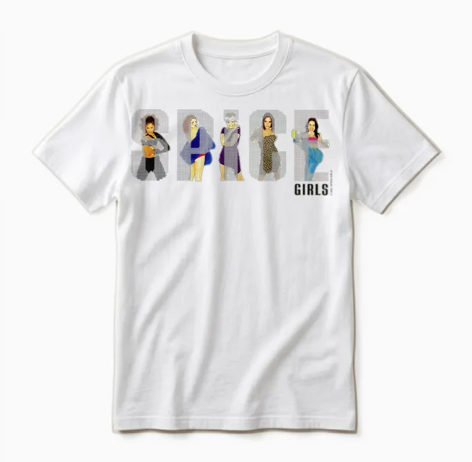 Official Spice Girls T-Shirt Album, White Unisex T-Shirt in White