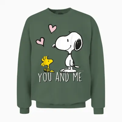Peanuts - Snoopy Woodstock You and I Unisex Sweatshirt - Military Green