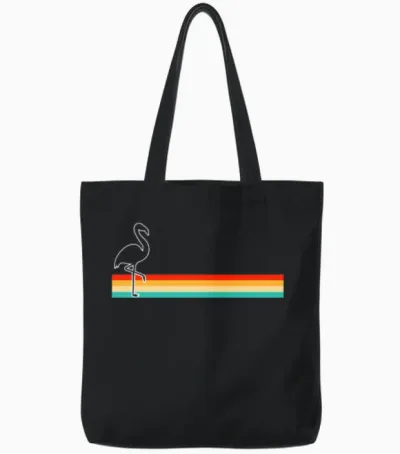 Flamingo Retro Tote Bags - Black