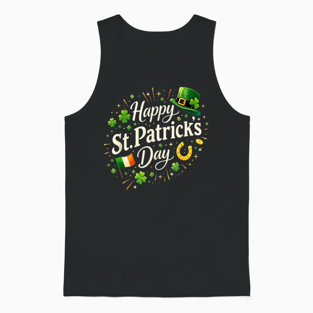 Happy Saint Patrick's Day Celebration Irish St Patrick's Day Unisex Tank Top in Black
