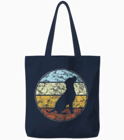 Dog Retro Tote Bags - Navy