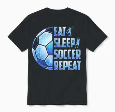 Soccer Eat Sleep Soccer Repeat Boys Unisex T-Shirt - Black