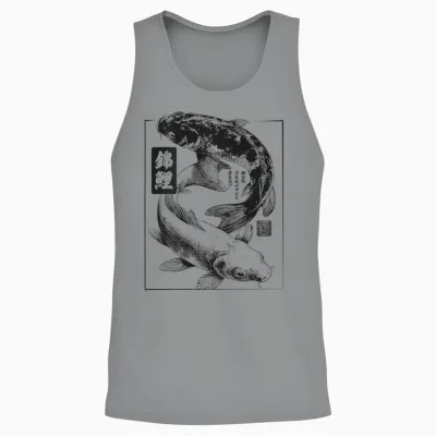 Vintage Japanisches Haiku Yin Und Yang Karpfen Fisch Koi Unisex Tank Top - Sport Grey
