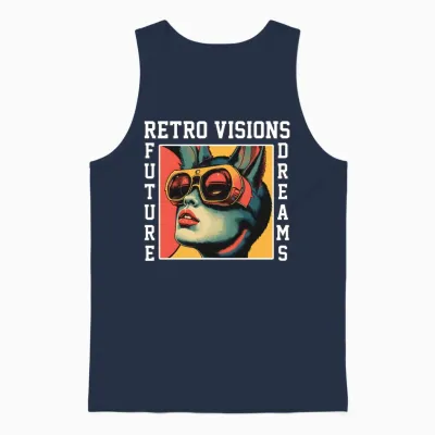 Retro Visions of the Future Unisex Tank Top - Navy