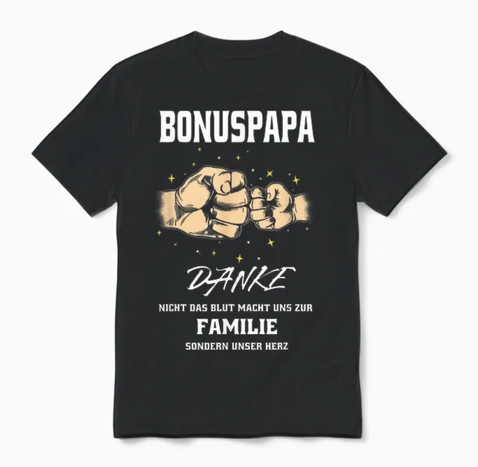 Bonuspapa Vater Vatertag Papa Stiefpapa Stiefvater Herren Unisex T-Shirt in Black