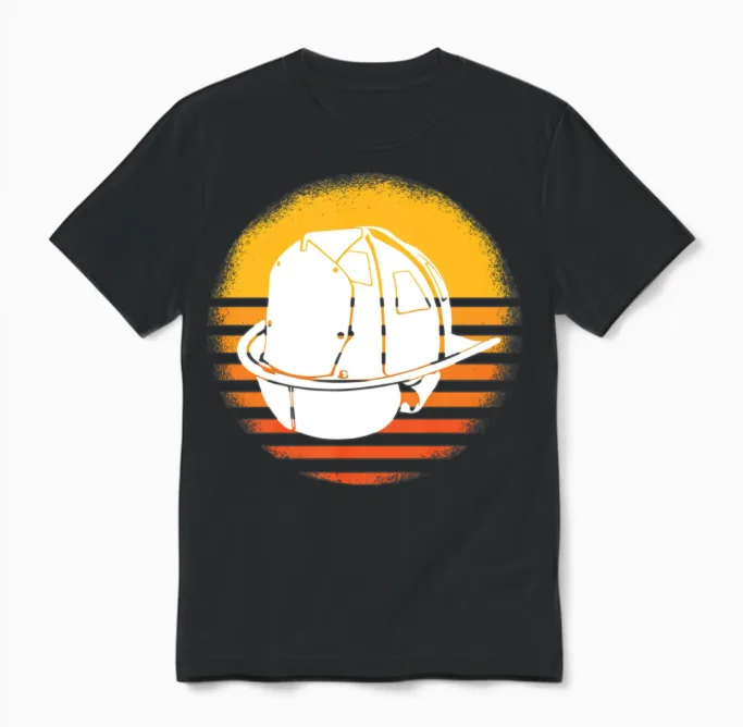 90s Retro Firefighter Helmet Unisex T-Shirt - Black