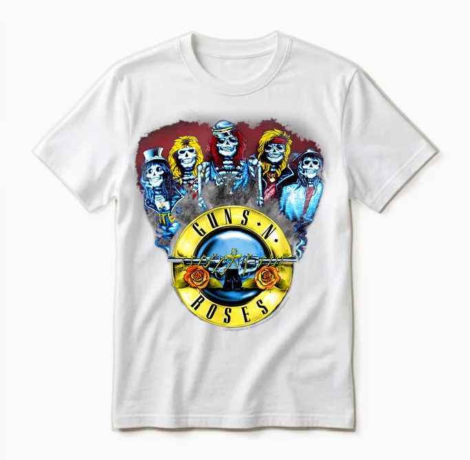 Guns N' Roses Offizielle Skelette & Kugeln Unisex T-Shirt in White