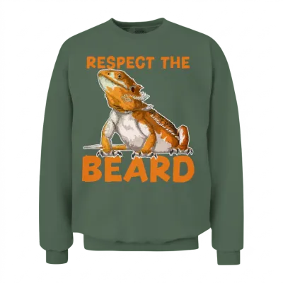 Bearded Dragon - Respect the Beard Unisex Sweatshirt - Military Green