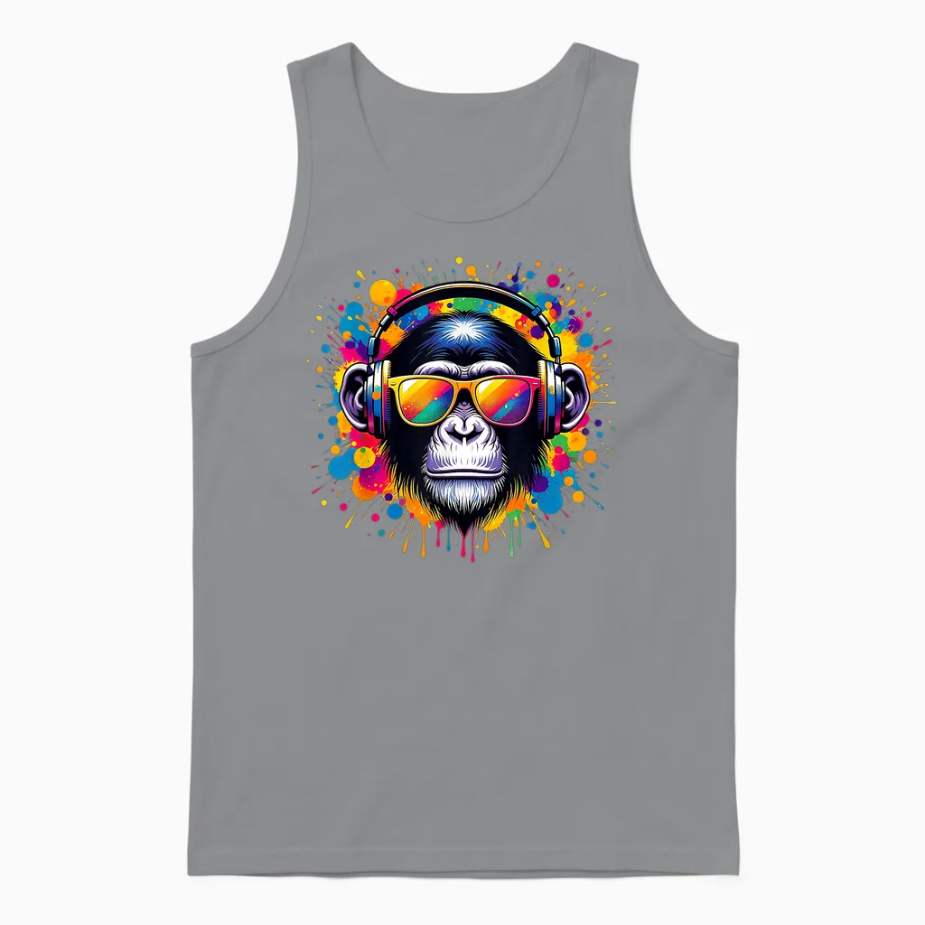 Dj Affen Monkey Mit Kopfhörer Und Sonnenbrille Herren Jungen Unisex Tank Top in Sport Grey