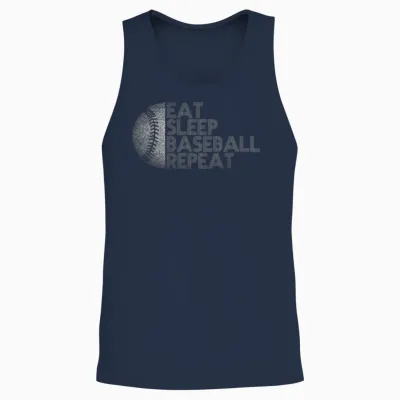 Eat Sleep Baseball Repeat Baseball Player Funny Baseball Unisex Tank Top - Navy