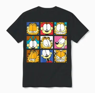 Garfield - Odie All Faces Classic T-Shirt, Black, S Unisex T-Shirt - Black