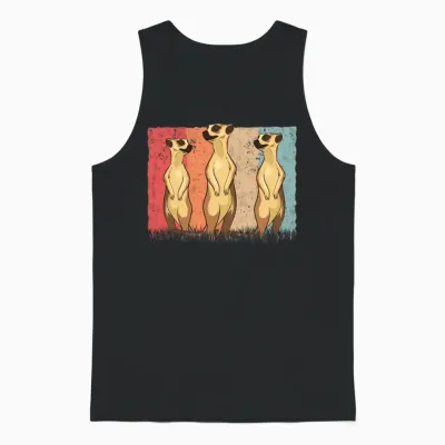 Meerkat Vintage Retro Unisex Tank Top - Black