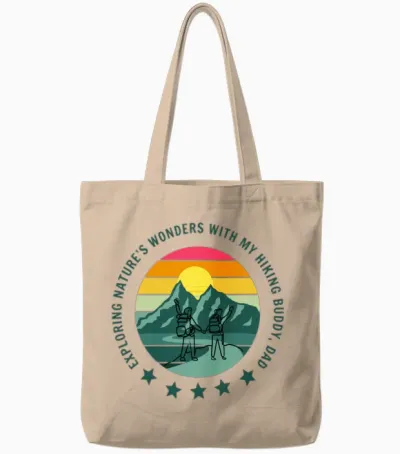 Hiking with Dad Tote Bags - Natural