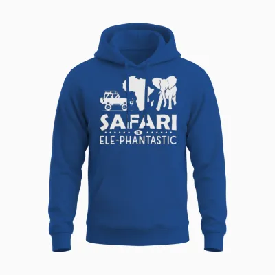 Safari Is Elephantastic Funny Safari Adventure Pun Unisex Hoodie - Royal