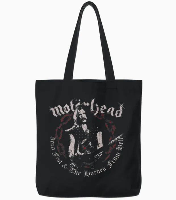 Motörhead Iron Fist Lemmy Lordes Tote Bags in Black