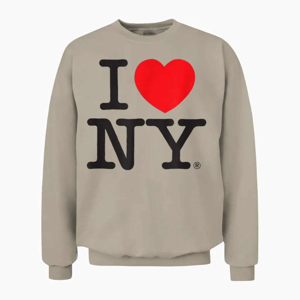 Classic I Love Ny Logo Unisex Sweatshirt in Sand