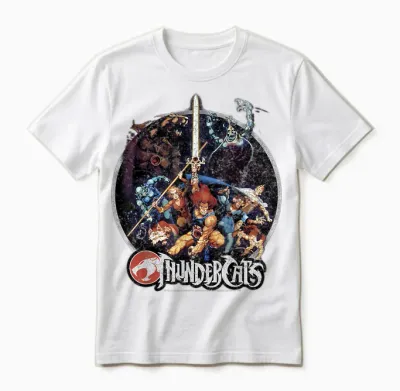 Thundercats Group Shot Vintage Circle T-Shirt Small Unisex T-Shirt - White