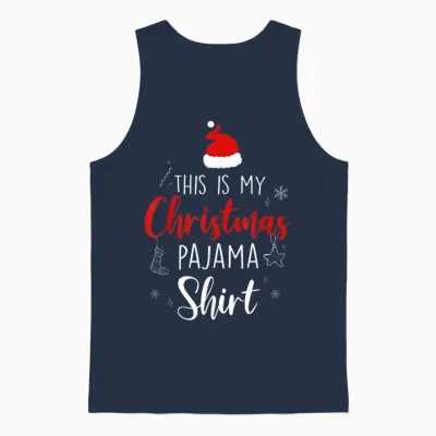 Funny Christmas Pj Pajama Men Women Pjs for Family Unisex Tank Top - Navy