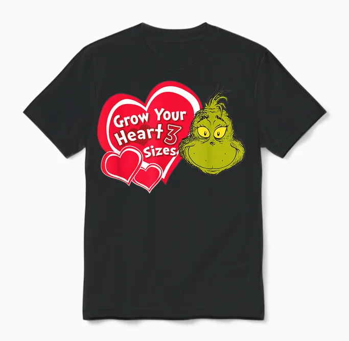 Dr. Seuss Grinch Grow Your Heart Unisex T-Shirt in Black