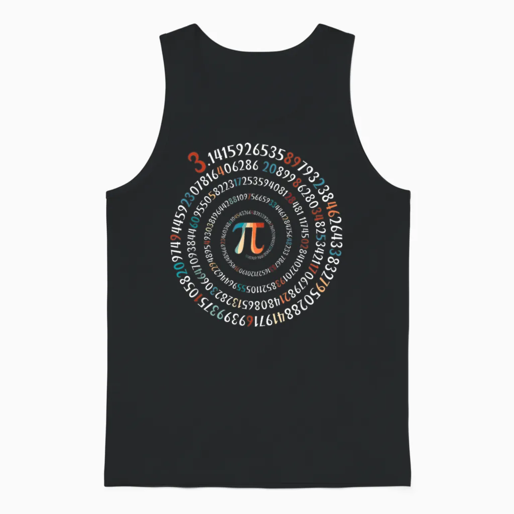 Funny Pi Day 3.14 Pi Symbol Spiral Number Math Lover 2026 Unisex Tank Top in Black