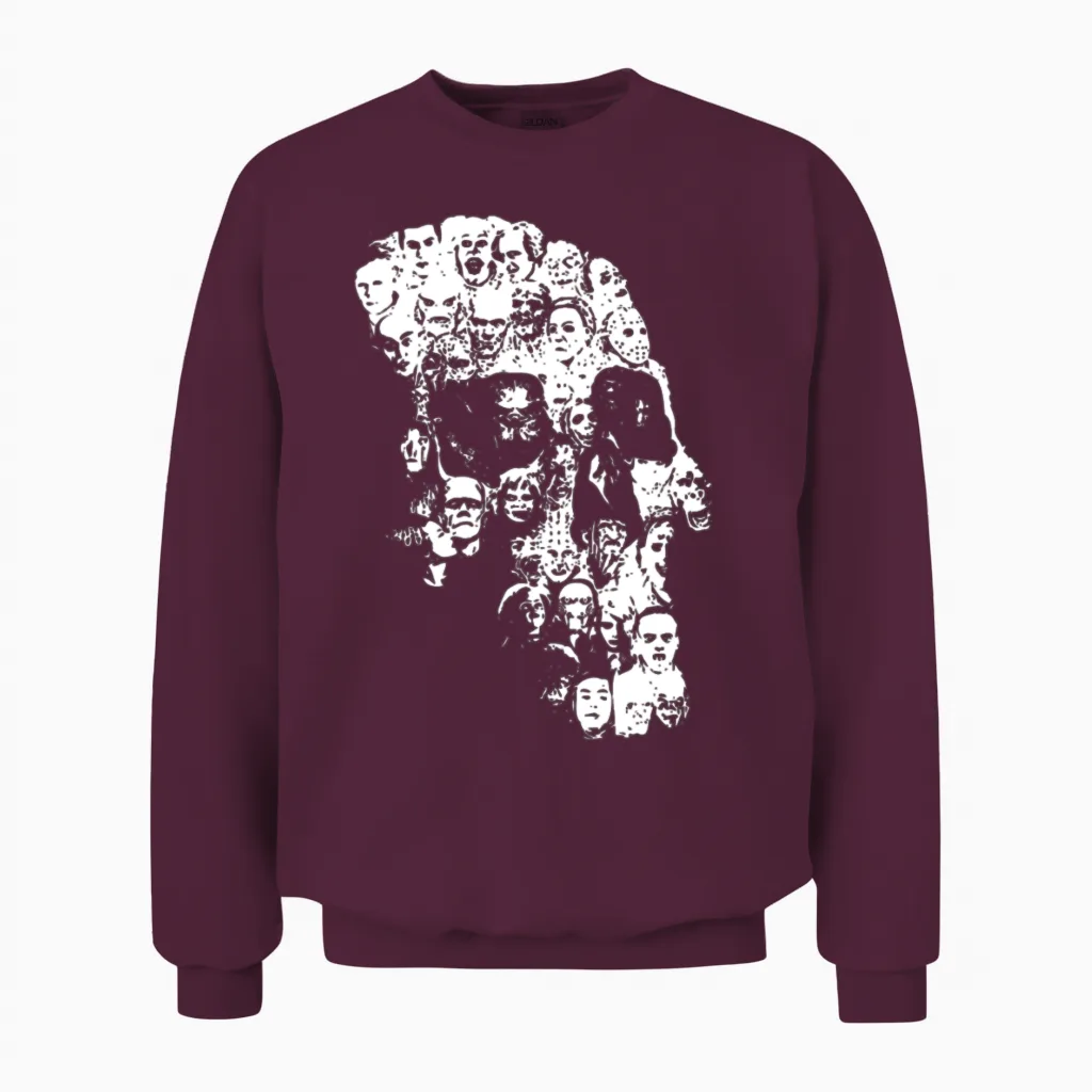 Horror Skull - Halloween Unisex Sweatshirt in Maroon