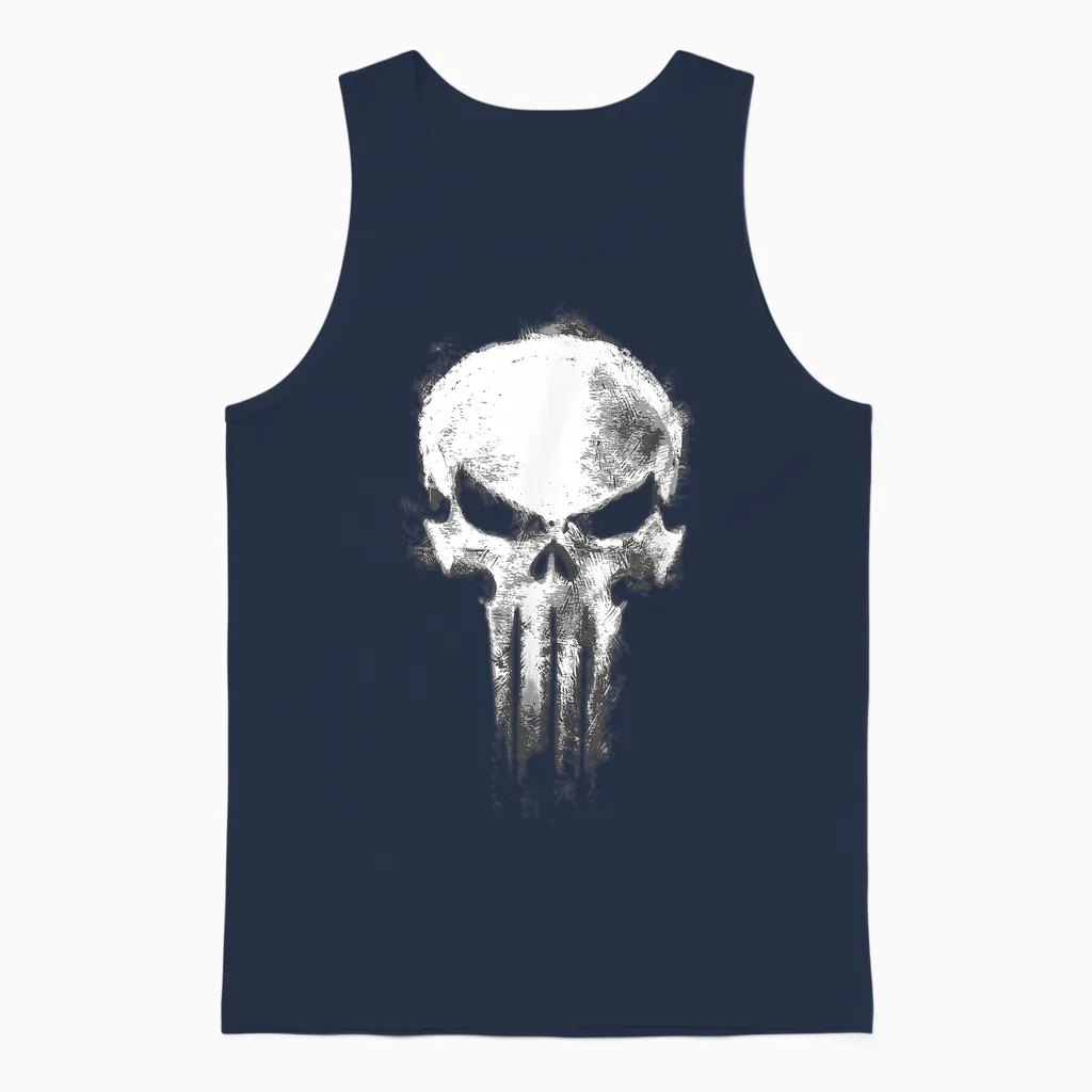 Marvel Daredevil Born Again Skull the Punisher Returns Unisex Tank Top in Navy