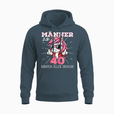 Männer Ab 40 Können Alles Tragen Einhorn Unisex Hoodie - Dark Heather