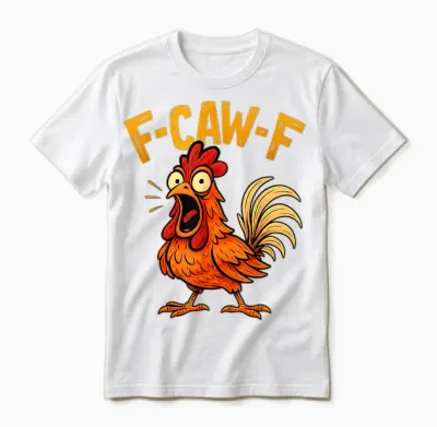 Funny F-Caw-F Chicken Fcawf Humor Quote Rooster Meme Unisex T-Shirt - White