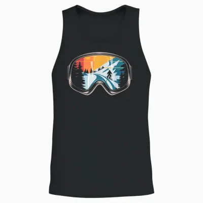 Ski Goggles Retro Skiing Winter Fun for Skiers Apres Ski T-Shirt, Black Unisex Tank Top - Black