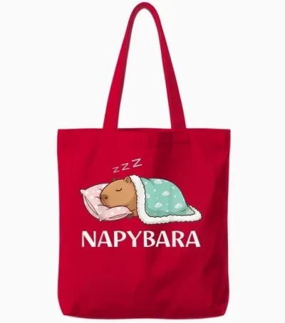 Napybara Pyjama Amusant Et Mignon Capybara Pour Dormir Tote Bags - Red