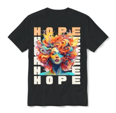 Glowing Women Head. Hope. Unisex T-Shirt - Black