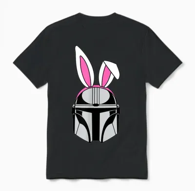 Amazon Essentials the Mandalorian Helmet Spring Easter Bunny Ears Unisex T-Shirt - Black