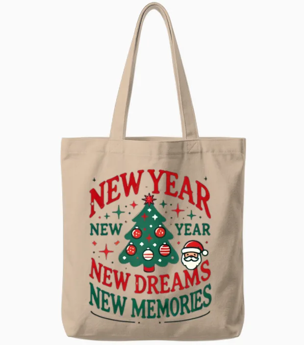 New Year Tote Bags in Natural