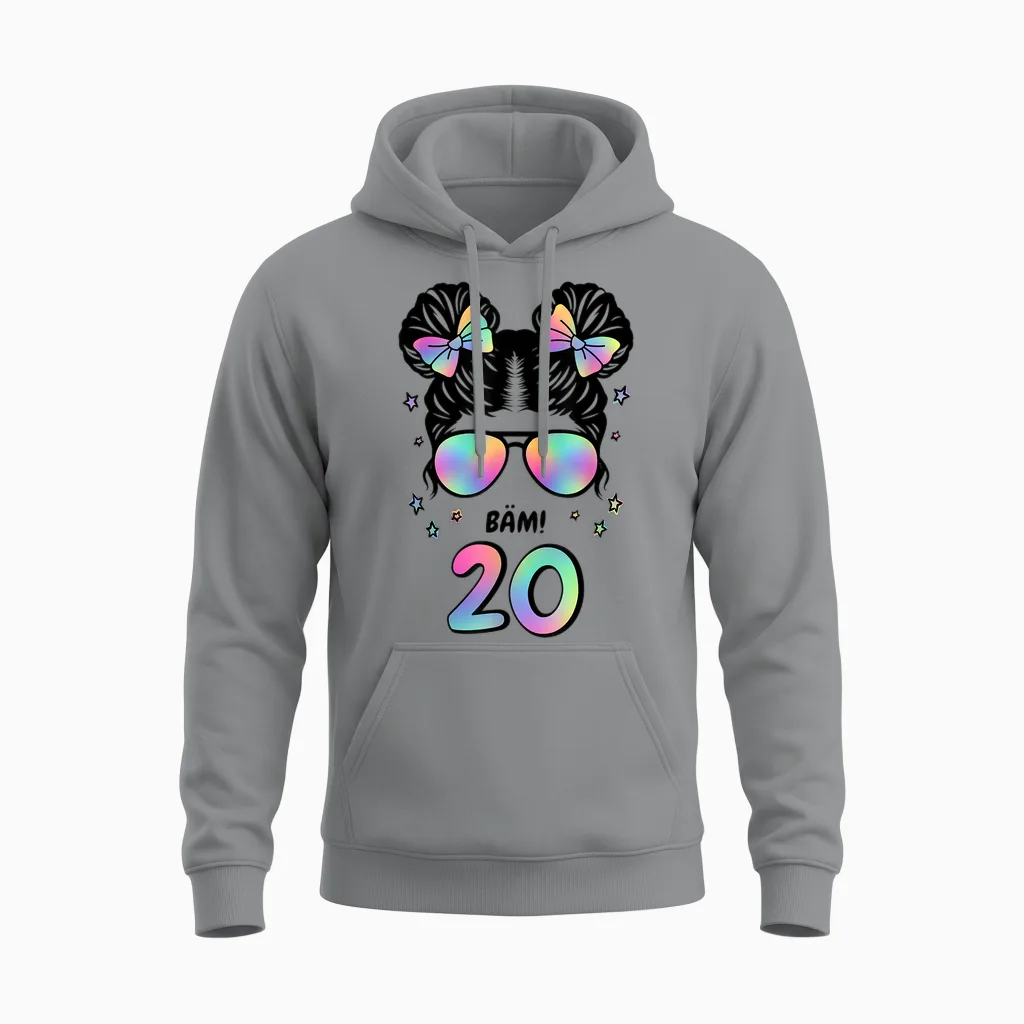 20. Geburtstag Mädchen Messy Bun Bäm! 20 Unisex Hoodie in Sport Grey