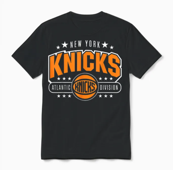 Nba - New York Knicks Gewölbte Atlantic Division Unisex T-Shirt in Black