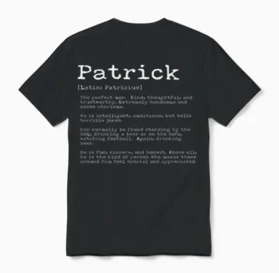 Funny Patrick Names Definition Funny Patrick Unisex T-Shirt - Black