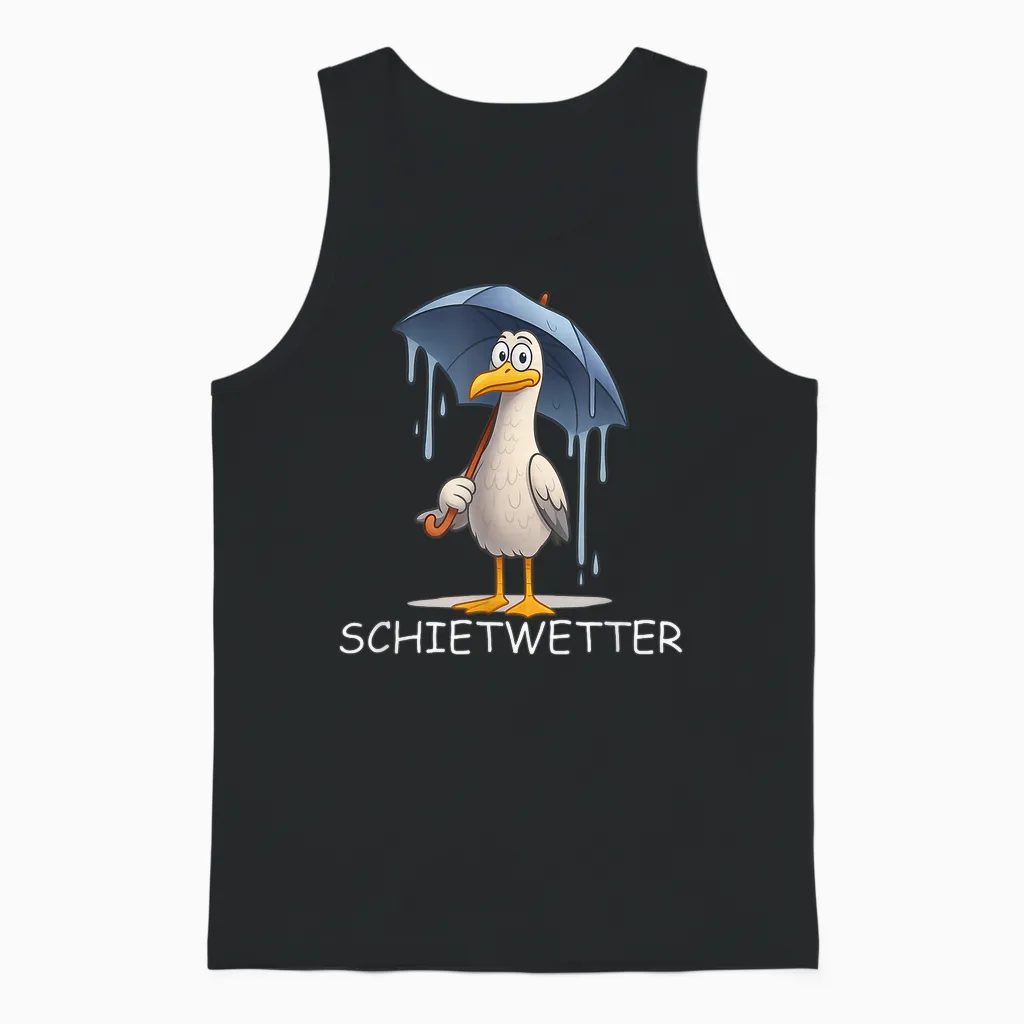 Schietwetter Spruch – Möwe Norden Küste Meer Strand Unisex Tank Top in Black